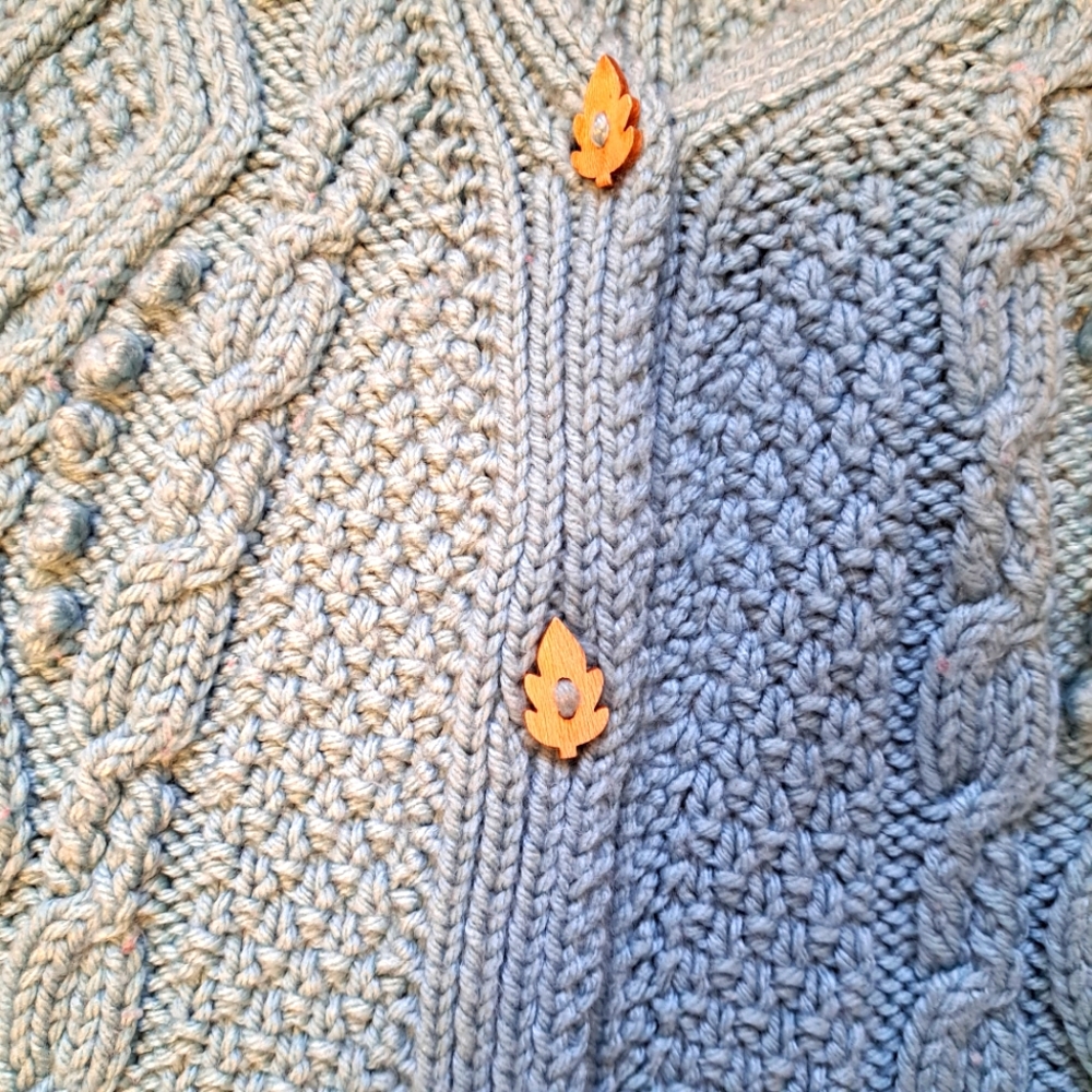Handmade Teal Cable Knit Button Up Sweater Vest - Picture 5 of 5